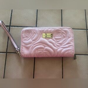 Liz Claiborne Rose Embossed Pink Wristlet